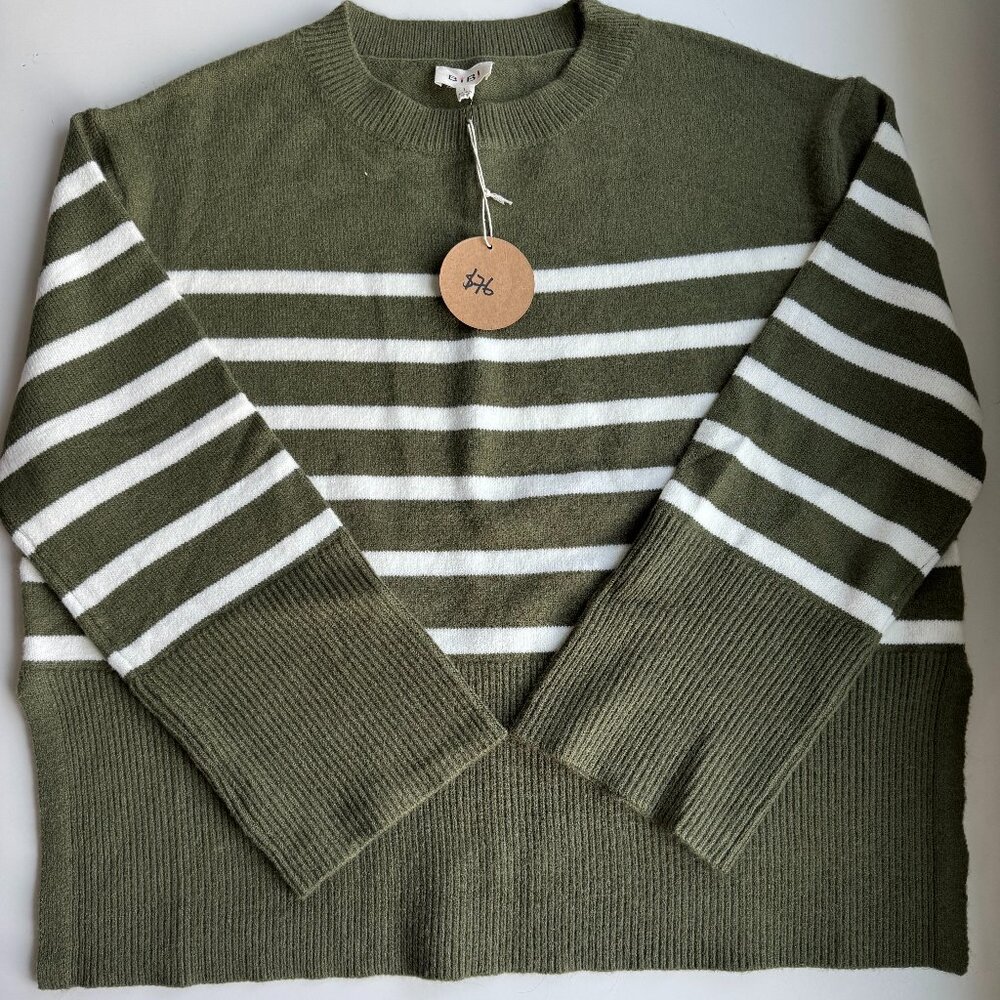Bibi Green & white oversized sweater